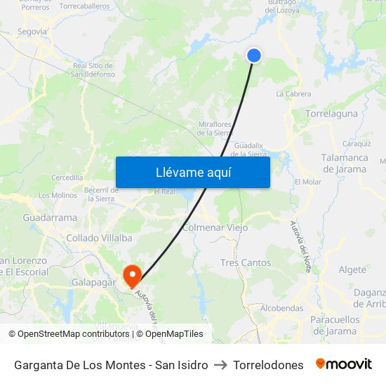 Garganta De Los Montes - San Isidro to Torrelodones map