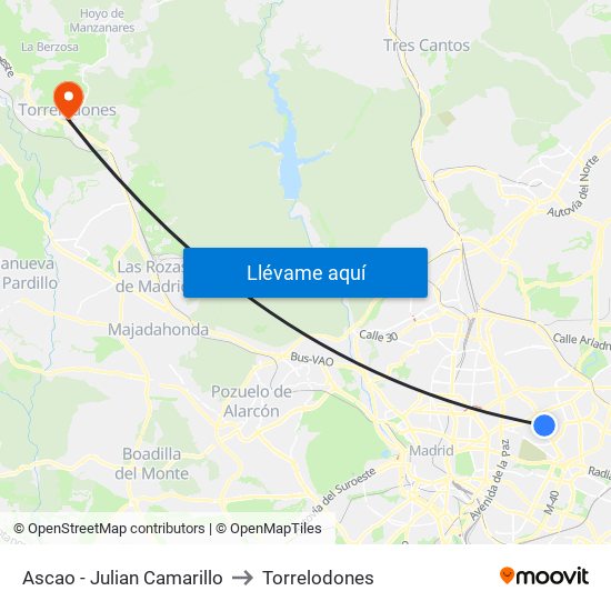 Ascao - Julian Camarillo to Torrelodones map