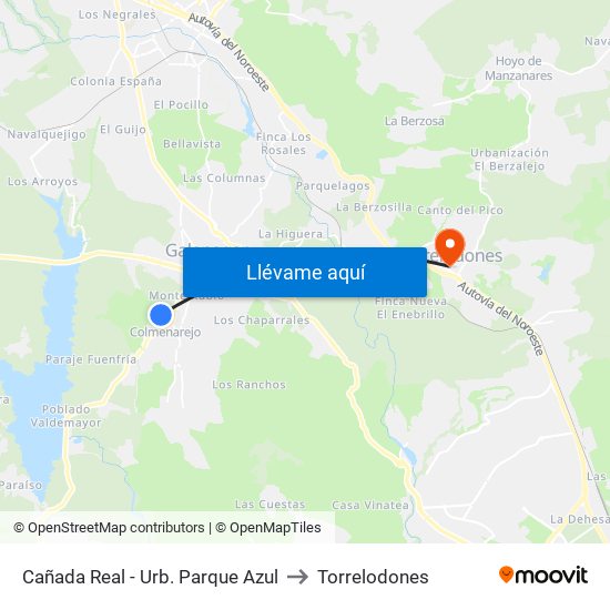 Cañada Real - Urb. Parque Azul to Torrelodones map