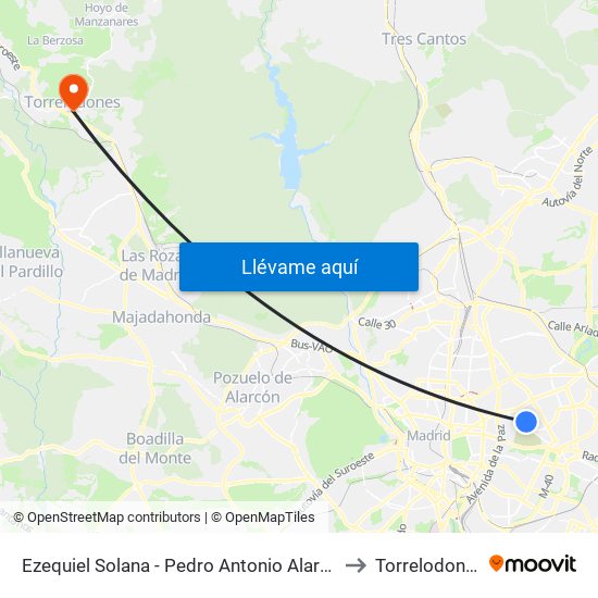 Ezequiel Solana - Pedro Antonio Alarcón to Torrelodones map