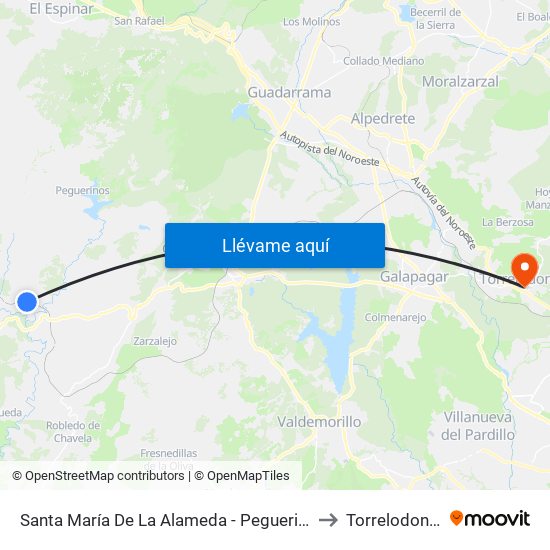 Santa María De La Alameda - Peguerinos to Torrelodones map