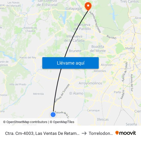 Ctra. Cm-4003, Las Ventas De Retamosa to Torrelodones map