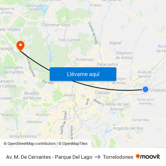 Av. M. De Cervantes - Parque Del Lago to Torrelodones map