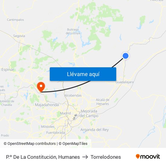 P.º De La Constitución, Humanes to Torrelodones map