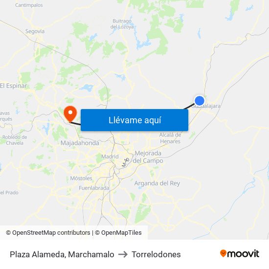 Plaza Alameda, Marchamalo to Torrelodones map