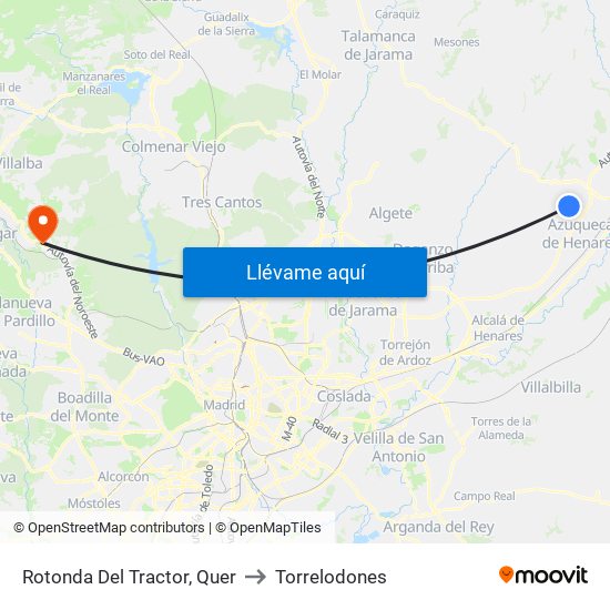 Rotonda Del Tractor, Quer to Torrelodones map