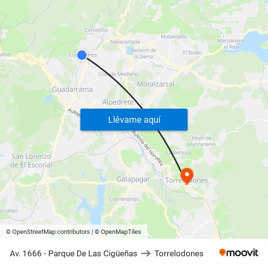 Av. 1666 - Parque De Las Cigüeñas to Torrelodones map