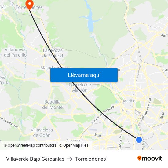 Villaverde Bajo Cercanías to Torrelodones map