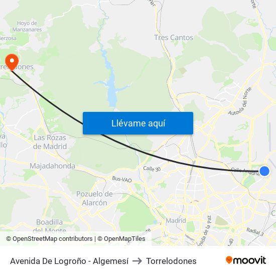 Avenida De Logroño - Algemesí to Torrelodones map