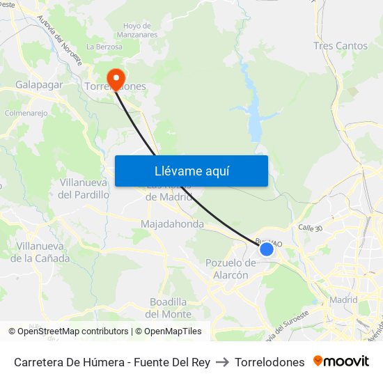 Carretera De Húmera - Fuente Del Rey to Torrelodones map