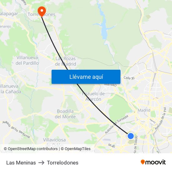 Las Meninas to Torrelodones map