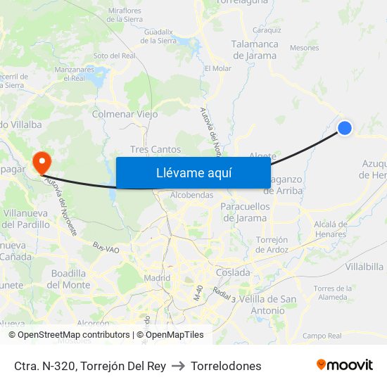 Ctra. N-320, Torrejón Del Rey to Torrelodones map