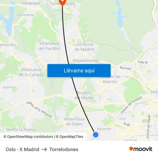 Oslo - X Madrid to Torrelodones map