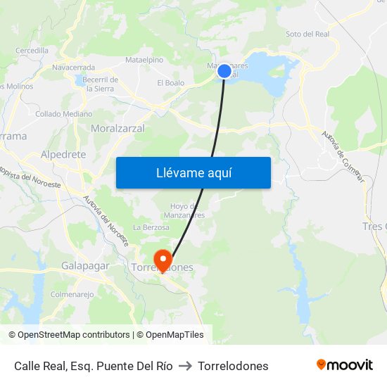 Calle Real, Esq. Puente Del Río to Torrelodones map