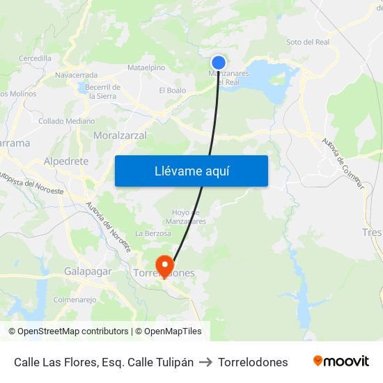 Calle Las Flores, Esq. Calle Tulipán to Torrelodones map