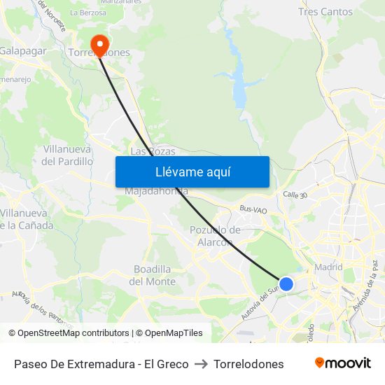 Paseo De Extremadura - El Greco to Torrelodones map