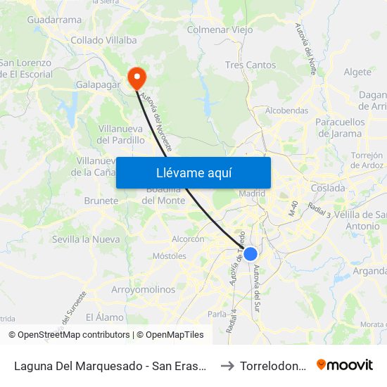 Laguna Del Marquesado - San Erasmo to Torrelodones map