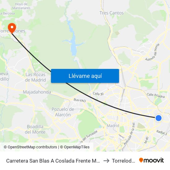 Carretera San Blas A Coslada Frente Metropolitano to Torrelodones map