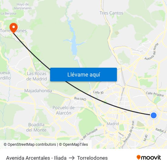 Avenida Arcentales - Iliada to Torrelodones map