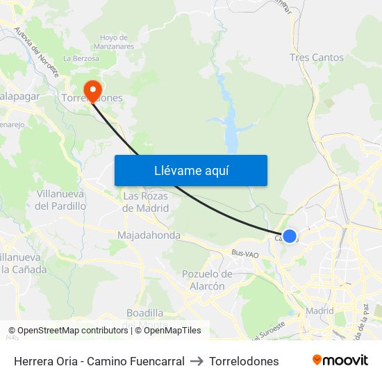Herrera Oria - Camino Fuencarral to Torrelodones map