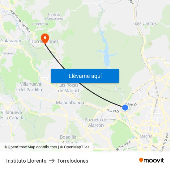 Instituto Llorente to Torrelodones map