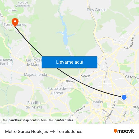 Metro García Noblejas to Torrelodones map