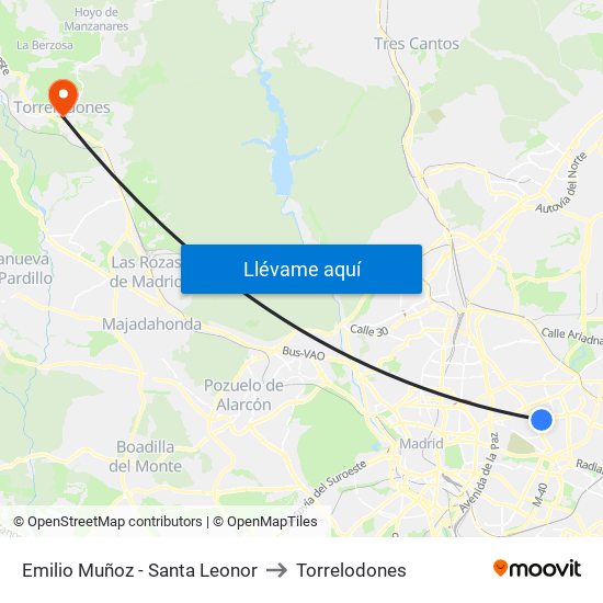 Emilio Muñoz - Santa Leonor to Torrelodones map