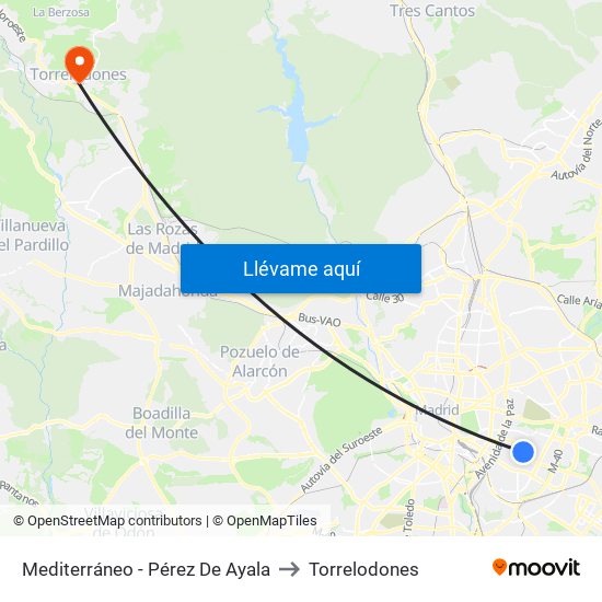 Mediterráneo - Pérez De Ayala to Torrelodones map