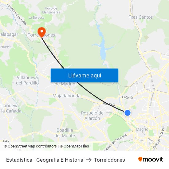 Estadística - Geografía E Historia to Torrelodones map