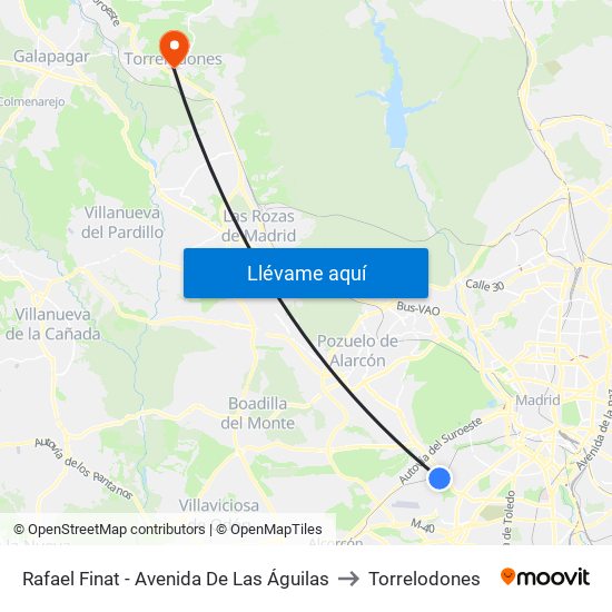 Rafael Finat - Avenida De Las Águilas to Torrelodones map