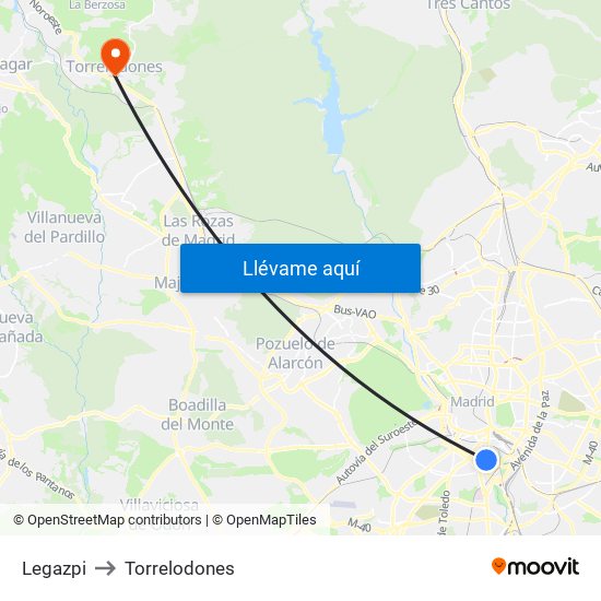 Legazpi to Torrelodones map