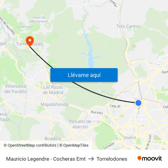 Mauricio Legendre - Cocheras Emt to Torrelodones map