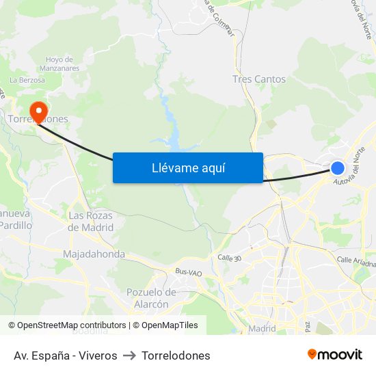 Av. España - Viveros to Torrelodones map