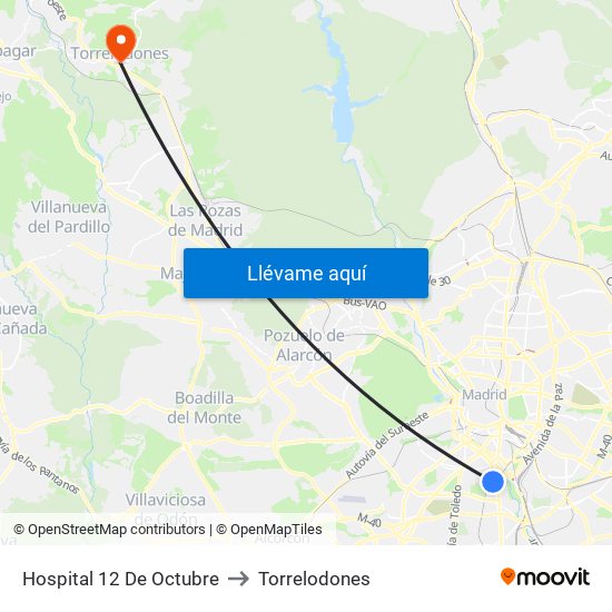 Hospital 12 De Octubre to Torrelodones map