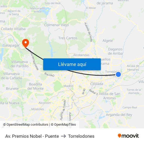 Av. Premios Nobel - Puente to Torrelodones map