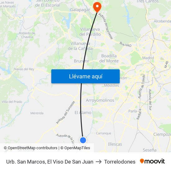 Urb. San Marcos, El Viso De San Juan to Torrelodones map