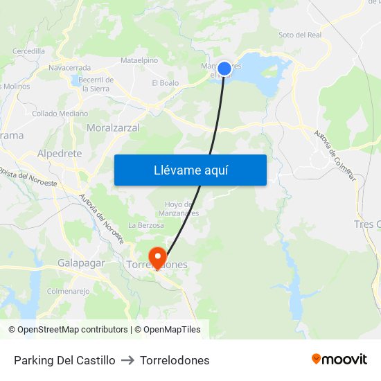 Parking Del Castillo to Torrelodones map