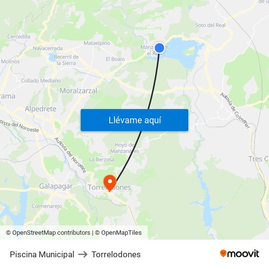 Piscina Municipal to Torrelodones map