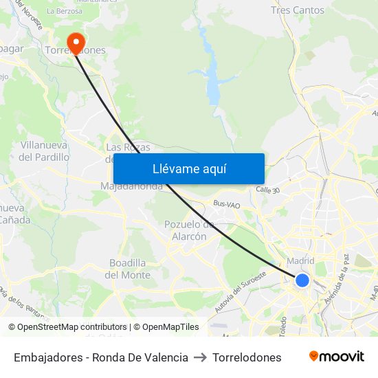 Embajadores - Ronda De Valencia to Torrelodones map