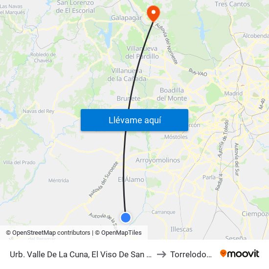 Urb. Valle De La Cuna, El Viso De San Juan to Torrelodones map