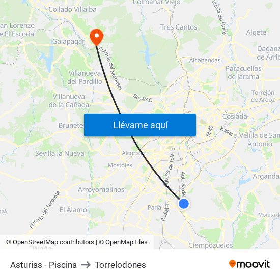 Asturias - Piscina to Torrelodones map
