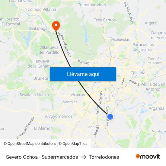 Severo Ochoa - Supermercados to Torrelodones map