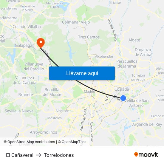 El Cañaveral to Torrelodones map