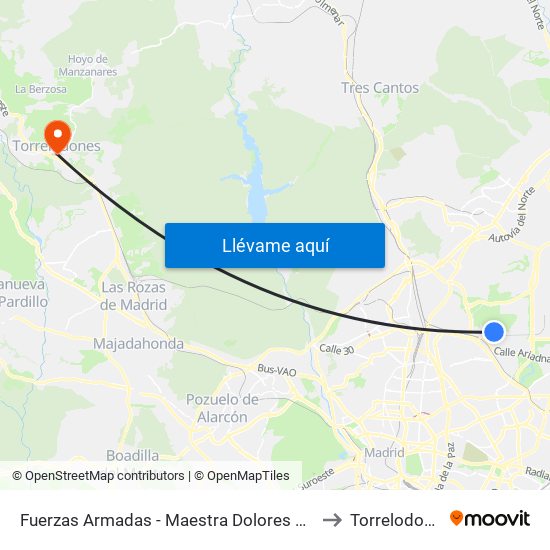 Fuerzas Armadas - Maestra Dolores Marco to Torrelodones map