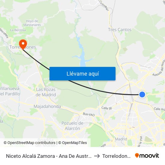 Niceto Alcalá Zamora - Ana De Austria to Torrelodones map