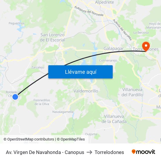 Av. Virgen De Navahonda - Canopus to Torrelodones map