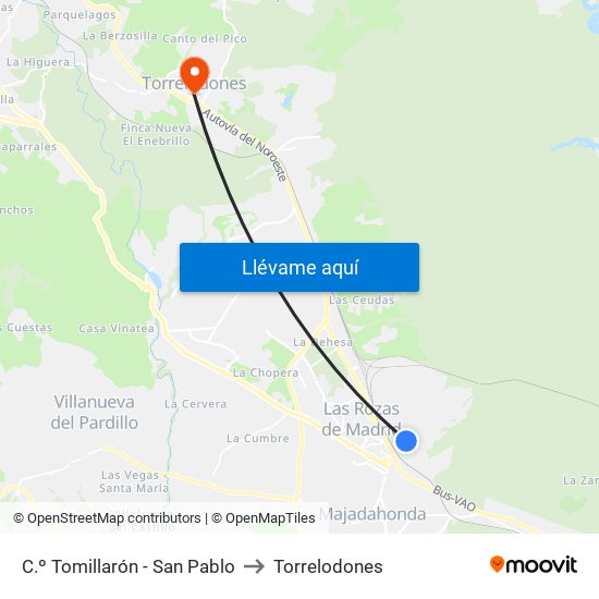 C.º Tomillarón - San Pablo to Torrelodones map