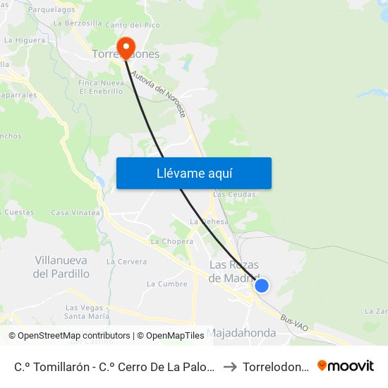 C.º Tomillarón - C.º Cerro De La Paloma to Torrelodones map