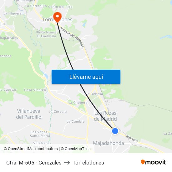 Ctra. M-505 - Cerezales to Torrelodones map