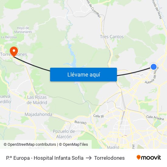 P.º Europa - Hospital Infanta Sofía to Torrelodones map